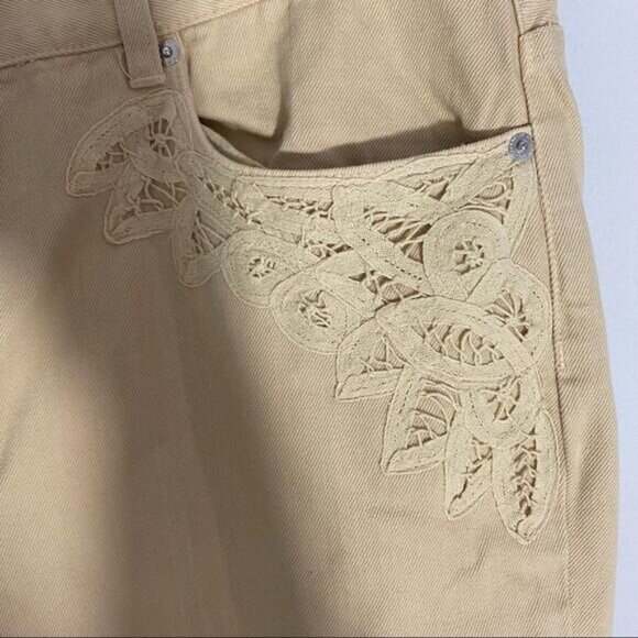 Lauren Jeans Lauren Ralph Lauren Women’s Vintage Tan Jeans Lace Details - Picture 3 of 5